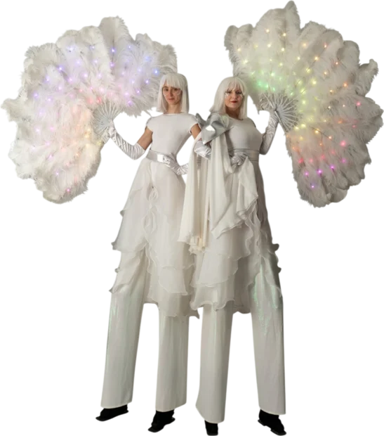 Feather Fans LED Stilt Walkers