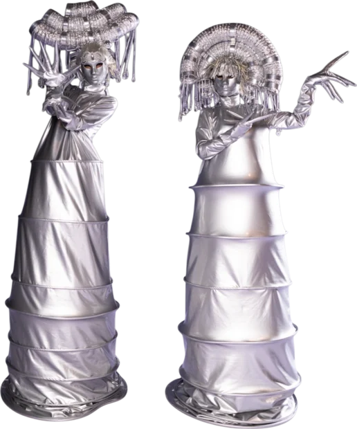 Silver Geisha Statue