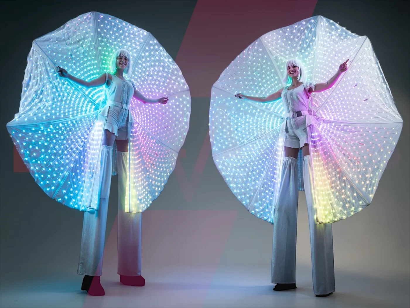 Mini Peacock LED Tails Stilt Walkers — 1
